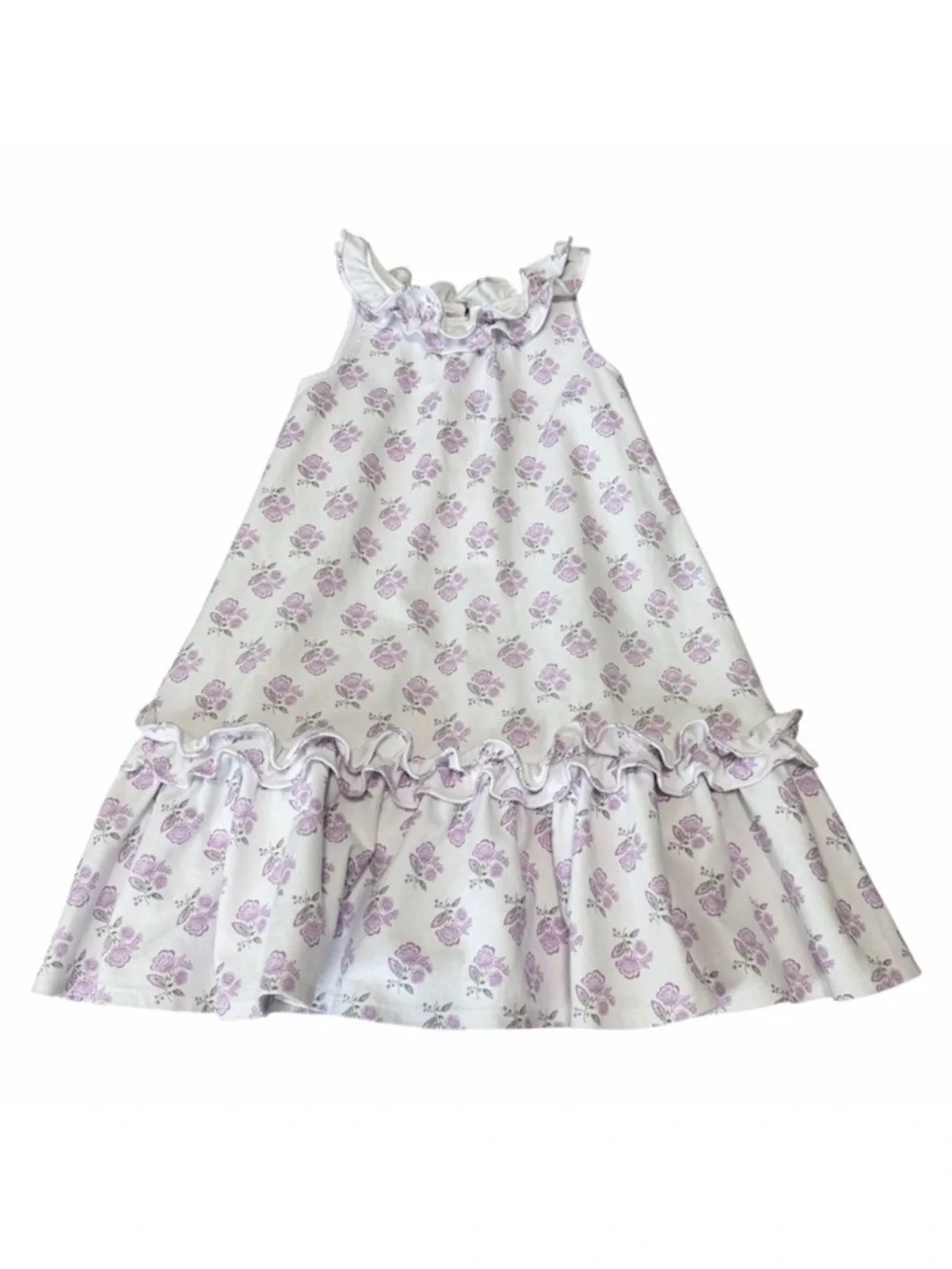 Janie and Jack Girls Floral Tiered Sleeveless Ruffle Dress | Purple | Size 8